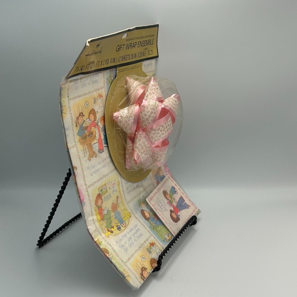 Vintage Hallmark Mothers Day Gift Wrap Ensemble Bow Card Wrapping Paper Sheets - Picture 2 of 12